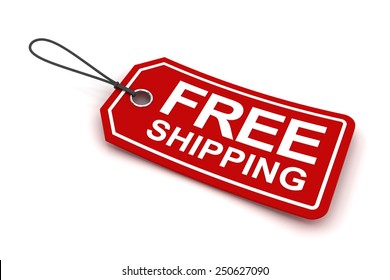 Free Shipping Tag, 3d Render, White Background