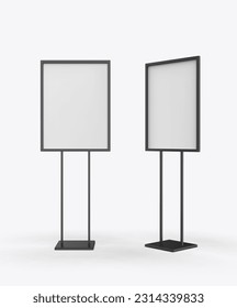 Free Standing Poster Display Holder Metal Stand. 3d Render Illustration.