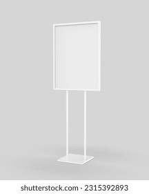 Free Standing Poster Display Holder Metal Stand. 3d Render Illustration.