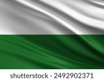 Free State of Saxony flag with fabric texture, Germany State, official colors, 3D illustration