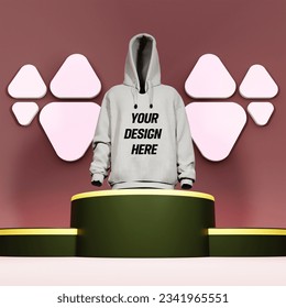 Free white hoodie mockup and fashionable   luxury colorful background is ready for edit
