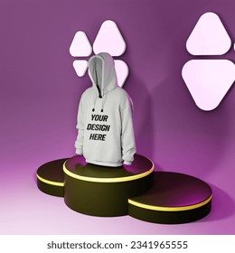 Free white hoodie mockup and fashionable   luxury colorful background is ready for edit
