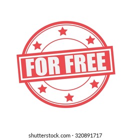 For Free white stamp text on circle on red background and star