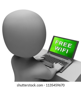 Free Wifi Anywhere Wireless Coverage 3d Rendering Shows Wireless Connectivity On Hotspots For Surfing The Web