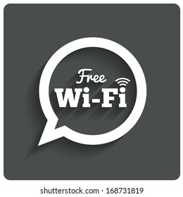 Free Wi-fi Icon. Wifi Speech Bubble. Wireless Network Symbol. Wifi Zone. Flat Icons. .