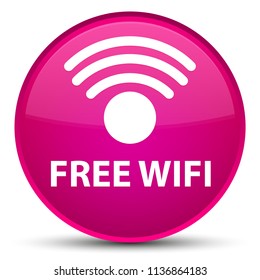 Free wifi isolated on special pink round button abstract illustration