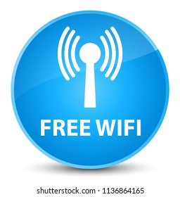 Free wifi (wlan network) isolated on elegant cyan blue round button abstract illustration