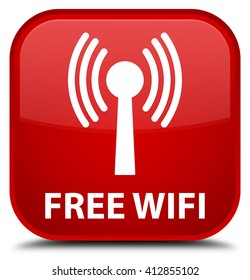 Free wifi (wlan network) red square button