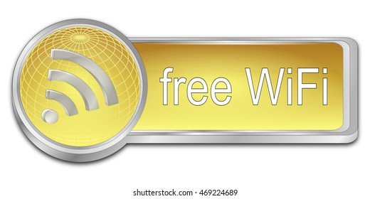 free wireless WiFi button - 3D illustration