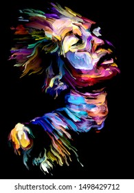Freedom Paint Serie. Abstrakte Frau Gesicht Malerei auf das Thema Emotionen, Kreativität, Spiritualität und Kunst.