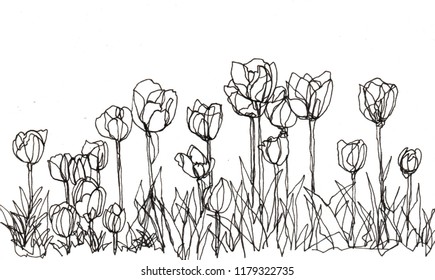 Composition Spring Flowers Tulips Daffodils Violets Stock Vector ...