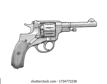 Freehand Drawing Of Old Handgun