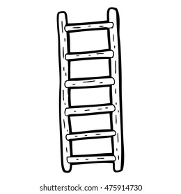 freehand drawn black and white cartoon ladder