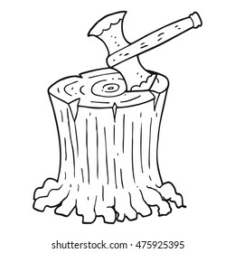 Vector Illustration Axe Stump Chopping Wood Stock Vector (Royalty Free ...