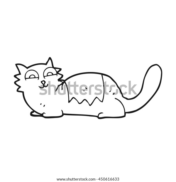 Freehand Drawn Black White Cartoon Cat Stock Illustration 450616633