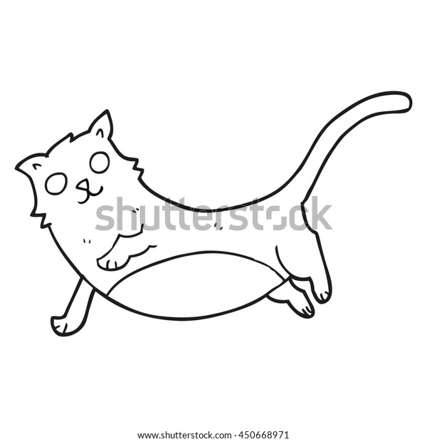 Freehand Drawn Black White Cartoon Cat Stock Illustration 450668971