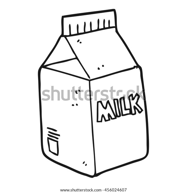 手描きの白黒の漫画の牛乳パック のイラスト素材