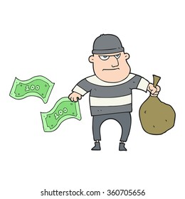 freehand drawn cartoon bank robber