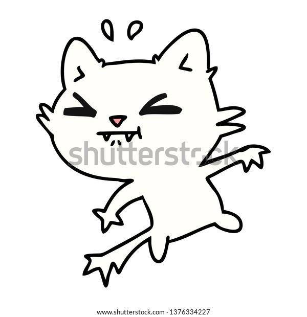 Freehand Drawn Cartoon Cute Kawaii Cat のイラスト素材
