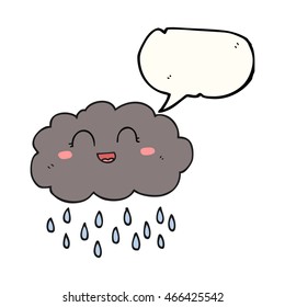 Freehand Drawn Speech Bubble Cartoon Rain Cloud