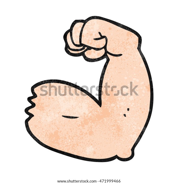 Freehand Textured Cartoon Strong Arm Flexing Stock Illustration 471999466