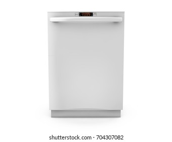 Freestanding dishwasher on white background 3d render