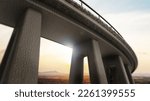 Freeway span view from low angle. 3D illustration.