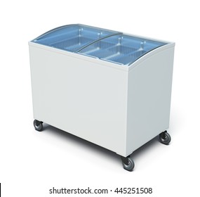 Freezer Chest Isolated On White Background. 3d Render Image.