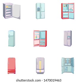 Freezer Icons Set. Cartoon Set Of Freezer Icons For Web Design