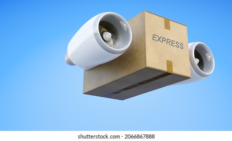 A Freight Box Jet Propulsion. 3D Illustration