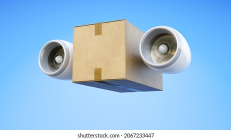 A Freight Box Jet Propulsion. 3D Illustration