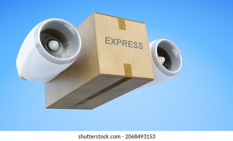 A Freight Box Jet Propulsion. 3D Illustration