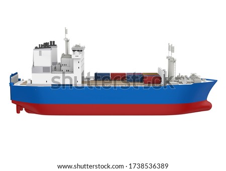Freight Ship Isolated. 3D rendering