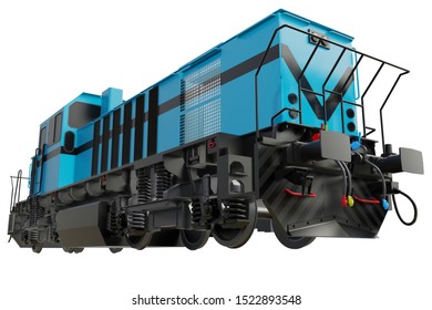 Freight train locomotive. Isolated white background. 3d rendering.