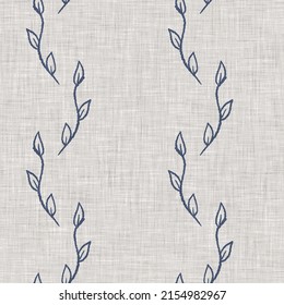 French Blue Botanical Leaf Linen Seamless Stock Illustration 2154982967 ...