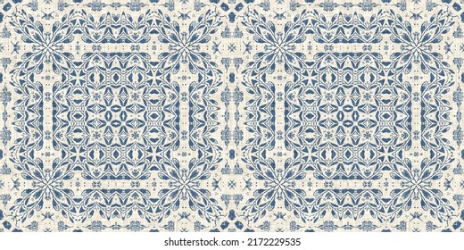 French Blue Floral French Printed Fabric Border Pattern For Shabby Chic Home Decor Trim. Rustic Farm House Country Cottage Flower Linen Endless Tape. Patchwork Quilt Effect Ribbon Edge.