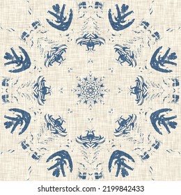 French Blue Quilt Printed Fabric Pattern For Shabby Chic Home Decor Style. Rustic Farm House Country Cottage Linen Seamless Background. 