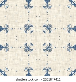 French Blue Quilt Printed Fabric Pattern For Shabby Chic Home Decor Style. Rustic Farm House Country Cottage Linen Seamless Background. 