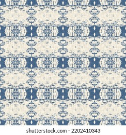 French Blue Quilt Printed Fabric Pattern For Shabby Chic Home Decor Style. Rustic Farm House Country Cottage Linen Seamless Background. 