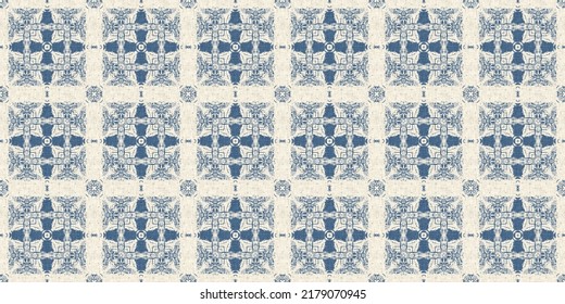 French Blue Quilted Printed Fabric Border Pattern For Shabby Chic Home Decor Trim. Rustic Farm House Country Cottage Flower Linen Endless Tape. Patchwork Quilt Effect Ribbon Edge.