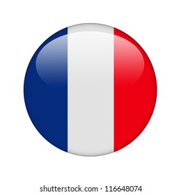 The French Flag In The Form Of A Glossy Icon.