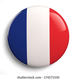 French Flag Icon On White. Clipping Path Included.