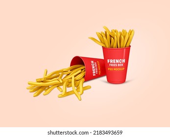 French Fry Packet Mockup. 3d Rendered Illustration.