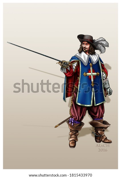 French musketeer, France 16th century. Alexander Dumas "The Three Musketeers"