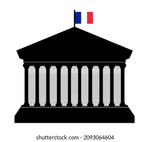 French National Assembly Black Icon, Flat Style