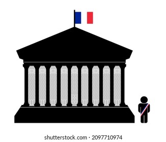 French National Assembly Icon, Flat Style