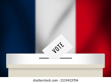 French Presidential Elections Abstract Background with 3D Rendered Voting Box. Elections in France for President