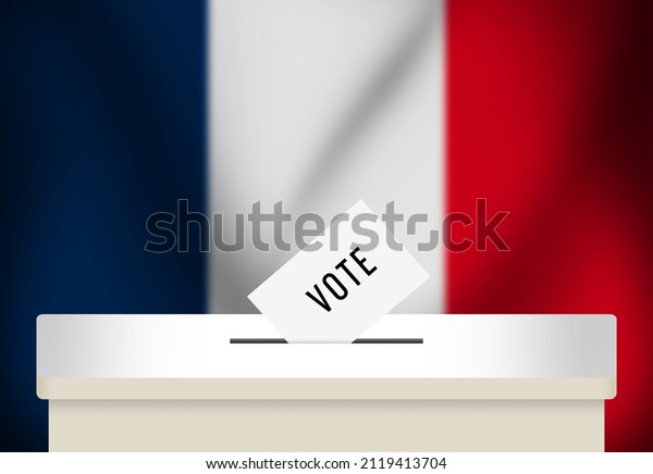 French\
Presidential Elections Abstract Background with 3D Rendered Voting\
Box. Elections in France for\
President