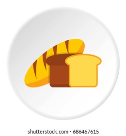 Fresh bread icon in flat circle isolated  illustration for web
