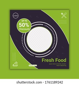 Fresh Food Social media web banner template layout.Promotional Branding Digital Media Poster Design. Delicious food discount offers web banner. Food and Restaurant Social Media Post Design. - Powered by Shutterstock